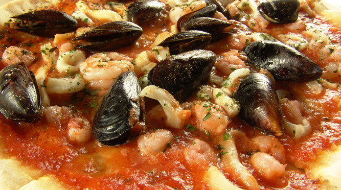 Mariscos Receta de la pizza