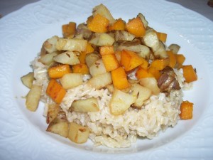 risotto con alcachofas de Jerusalén