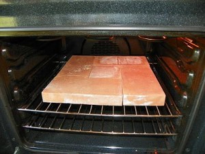 Pizza baked in house on baking stone