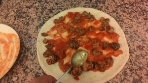Pizza com caracóis