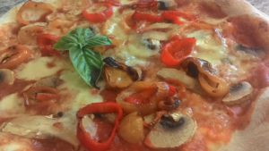 Pizza with mushrooms and peppers