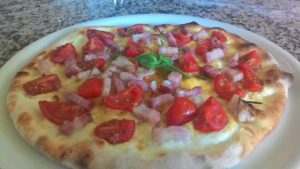 Focaccia with Tomato and Bacon Baked