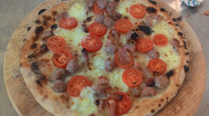 Pizza with mozzarella and tomatoes Pillow Sausage