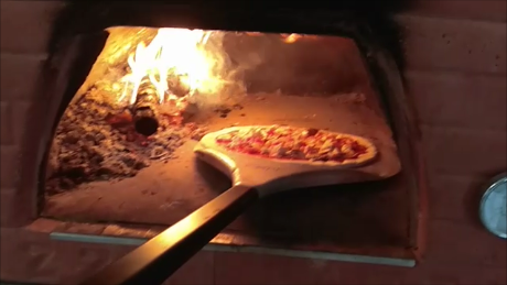 Pizza with Mushrooms Bacon and Gorgonzola