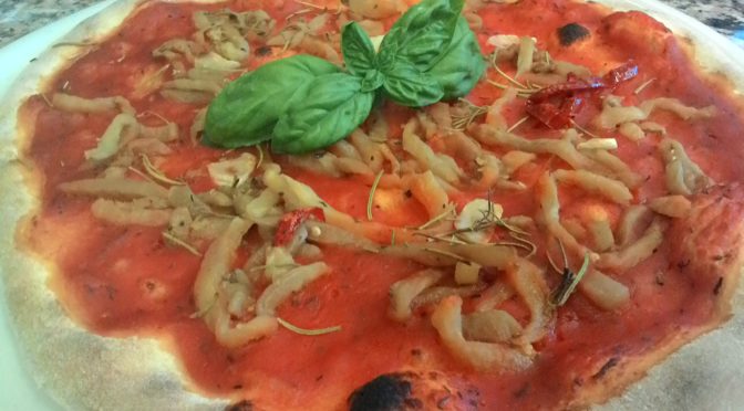 Pizza Marinara with fillets Eggplant