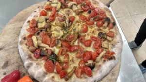 Focaccia with tomatoes and mushrooms Forest