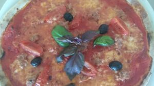 Mozzarella y tomate Pizza con jamón