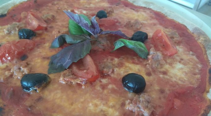 Mozzarella e Tomato Pizza com salsicha