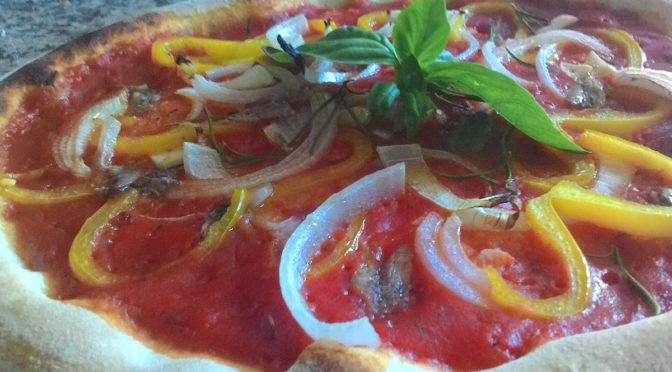 Onion Pizza With Peppers and Anchovies Recipe