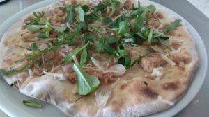 Tuna Onion Focaccia with Rocket and Parmesan
