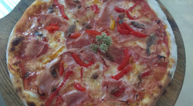 Pizza With Ham, Peppers and Anchovies