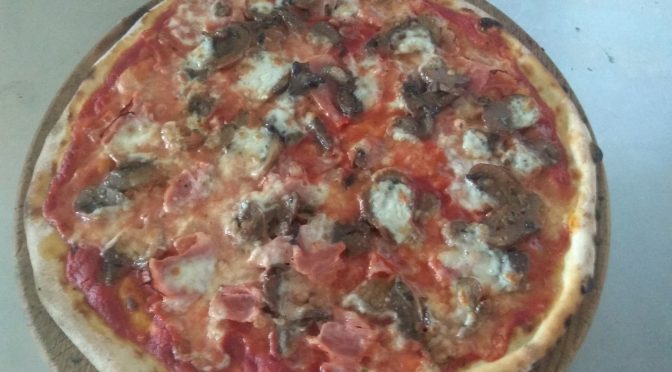 Pizza With Ham and Mushrooms