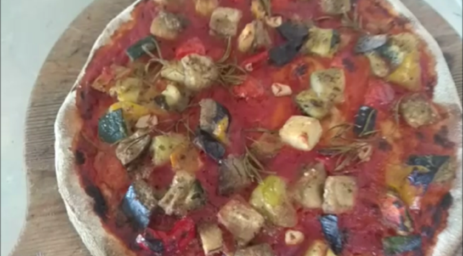 Vegan Pizza with Tomato and Grilled Vegetables